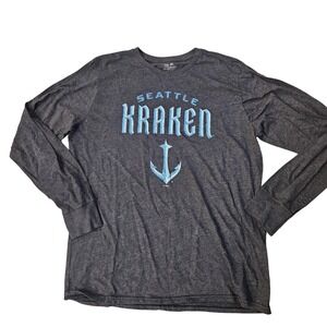 Majestic Threads Shirt Mens 2XL Gray Seattle‎ Kraken Long Sleeve Graphic NHL Tee